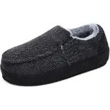 ONCAI Hauschuhe Herren Pantoffeln Wärme Streifen Baumwolle-mischung Slipper Komfort Yoga-Matte Filz geschlossene Slippers Cord Indoor Outdoor rutschfester Gummisohle Baumwolle Schwarz/Weiß Größe 48 - 48 EU