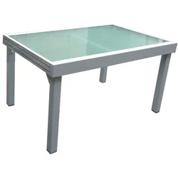 Ausziehtisch LOLA Aluminium grau pulverbeschichtet / Wellenglas