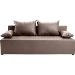 Schlafsofa EXXPO - SOFA FASHION "Exxpo Tabou", weiß (silber), B:193cm H:88cm T:85cm, Luxus-Microfaser (100% Polyester), Sofas, Bettfunktion,Bettkasten, wahlweise mit Liftbettfunktion und Federkern