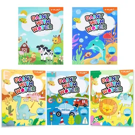 yplus Wassermalbücher für Kleinkinder, Aquarellpapier für Kinder von 1-3 Jahren, 2-4 Jahre, Bastelgeschenk zum Zeichnen mit Pinsel (alle 5 Themen)