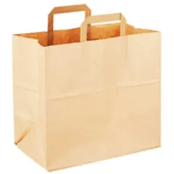 Papiertragetaschen Tragetaschen Papiertüten Papiertaschen Einkaufstaschen 250 Stück braun 320x170x270mm mit Flachhenkel für Handel
