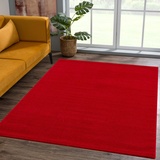 SANAT Teppich Uni rechteckig, robuster Kurzflorteppich, große Farbauswahl, Rot, 160 x 230 cm