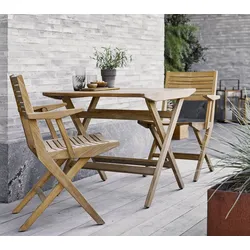 Cane-line Set Flip I - bestehend aus 1 x Klapptisch Flip 80 x 80 cm, 2 x Klappsessel Flip.