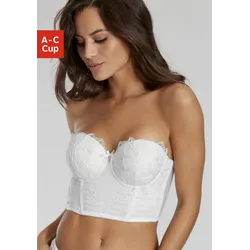 Corsage LASCANA, Damen, Gr. 70, Cup B, beige (champagne), Spitze, Obermaterial: 66% Polyamid, 30% Polyester, 4% Elasthan, sexy, Corsagen, mit edler Spitze und hübschem Glitzeraccessoire, sexy Dessous