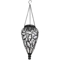 GLOBO Solarlampe Gartendeko Hängeleuchte Außenlampe hängend LED Solarleuchte, im Tropfen Design, Metall schwarz,