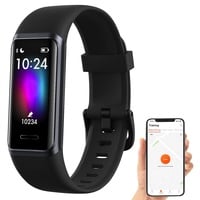 Newgen Medicals Fitness-Armband mit Touch, Herzfrequenz, SpO2, App, Alexa,