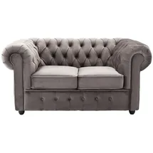 Lifestyle for Home 2-Sitzer Sofa Chesterfield Couch in Samt grau 156 cm - Grau