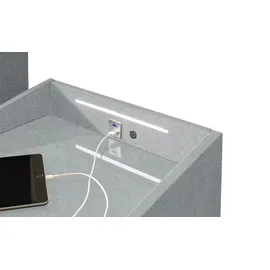 meinBett Nachtkonsole mit LED-Beleuchtung und USB-Ladeanschlüssen Moon ¦ grau ¦ Maße (cm): B: 47 H: 61 T: 46.0