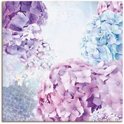 Wandbild ARTLAND "Blau und Pink Hortensie", blau (farbe bild(er): blau), B:70cm H:70cm T:1,8cm, Canvas, Leinwand, Bilder, als Leinwandbild, Wandaufkleber in verschied. Größen