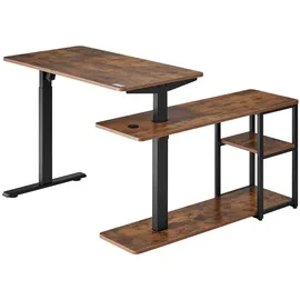 Ergo Office Höhenverstellbarer elektrischer Schreibtisch , max. Höhe 121cm, max. 70 kg, mit Tischplatte, rustikal braun, ER-450 - Braun/Schwarz