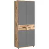 MID.YOU Aktenschrank, Holzwerkstoff, 4 Fächer, 80x199x37 cm, FSC Mix, Arbeitszimmer, Aktenschränke