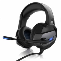CSL Gaming-Headset (Blaue LED-Beleuchtung; Kopfbügel variabel verstellbar; Bietet kristallklaren Hoch-, Mittel- und Tieftonbereich + dynamische Basswiedergabe, Gaming Headset "GHS-221" Mikrofon AUX geeignet für PC/ PS4/ PS4 Pro) schwarz