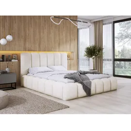 luxkor24 Polsterbett, Ecru, Textil, 160x200 cm, Schlafzimmer, Betten, Polsterbetten