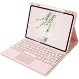 Bueuwe Tastatur hülle für iPad 6. Gen (2018), iPad 5. Gen (2017), iPad Air 2, iPad Air, iPad Pro 9,7 Zoll, abnehmbare Bluetooth-Tastatur mit Stifthalter,Pink with touchpad