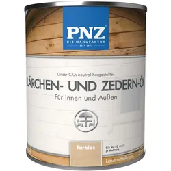 PNZ Lärchen und Zedern Öl für Außen und Innen | Nachhaltig hergestellt mit regionalen Rohstoffen | wasserbasiert | Holz-Terrasse, Gartenmöbel, Gartenhaus, Zaun - 30L