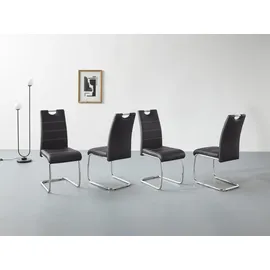 Hela Freischwinger HELA "Flora, Esszimmerstühle", schwarz (schwarz, chrom), B:43cm H:98cm T:59cm, 97% Polyurethan;3% Baumwolle, Stühle, Freischwinger, Schwingstuhl Set: 1,2 oder 4 Stück, hoher Sitzkomfort, Topseller