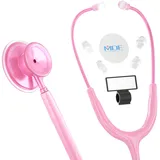 MDF Acoustica leichtes Stethoskop für Ärzte, Krankenschwestern, Studenten, Heimgesundheit, Erwachsene, Doppelkopf, rosa Schlauch, Bruststück-Headset aus rosa Metalloberfläche, MDF747XPPO01