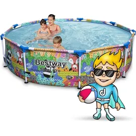 BESTWAY Steel Pro Paradise Frame Pool rund 274 x 66 cm bunt