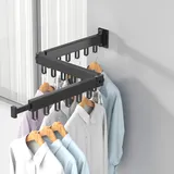 HONPHIER Wäscheständer Ausziehbarer Kleiderständer mit Haken Handtuchhalter (Schwarz, 3 Faltbare Racks)