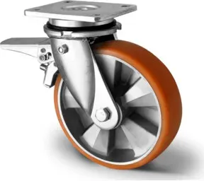 CASCOO Lenkrolle mit Totalfeststeller im Vorlauf ø 125 mm Serie BAU5 Doppelkugellager