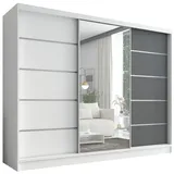 A&J MöbelLand Schiebetürenschrank AURELIA 1 200 x 215 x 59,5 cm Grau/Weiß