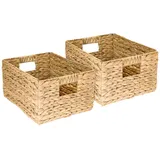 HMF Aufbewahrungskorb geflochten aus Wasserhyazinthe Seegras 36 x 28 x 20 cm beige
