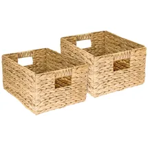 HMF Aufbewahrungskorb geflochten aus Wasserhyazinthe Seegras 36 x 28 x 20 cm beige