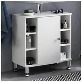 lovingHome® Waschbeckenunterschrank Waschbecken Unterschrank Waschbeckenunterschrank 60 x 64 x 32 cm Weiß (1 Stück) Mit Siphonausschnitt weiß