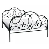 romantisches Bett 140 x 200 cm schwarz Ehebett Doppelbett Metallbett günstig neu - schwarz