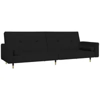 vidaXL Schlafsofa 2-Sitzer mit 2 Kissen Schwarz Samt