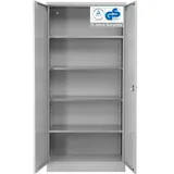 PROREGAL Stahlschrank BEE mit 10 verzinkten Fachböden | HxBxT 195x92x60cm | Grau-Grau | Werkstattschrank Werkzeugschrank Aktenschrank Universalschrank