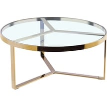 LEONIQUE Couchtisch »Palmer«, Runder Couchtisch, gold, Chrom, Glasplatte, Gestell, 90x90x40, goldfarben