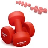 NEOLYMP Hantel-Set 2er Set rutschfeste Neopren Kurzhanteln rot (5kg), (Set, 2er-Set), Neopren, Anti-Rutsch, bodenschonend, Stahlkern, hexagonale Form,paarw. rot 5KG