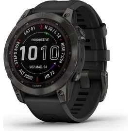 Garmin fenix 7 Sapphire Solar schiefergraues DLC-Titan mit schwarzem Armband