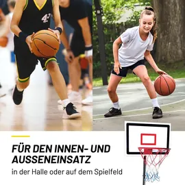 Dunlop Basketballkorb Set – Basketball Korb Höhenverstellbar: 165 - 205 cm – Basketballkörbe mit Basketballständer, Ball und Pumpe – Basketballkorb Outdoor mit Füllbarer Fussstand - Schwarz