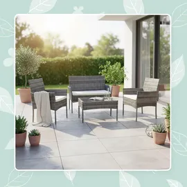 Relaxdays Gartenmöbel Set 4-tlg. Grau