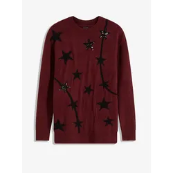 bonprix Pullover mit Pailletten, rot, 40/42 (M)