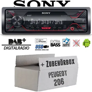 Sony Radio für Peugeot 206 - Autoradio DAB+ | MP3/USB - Einbauzubehör  Einbauset