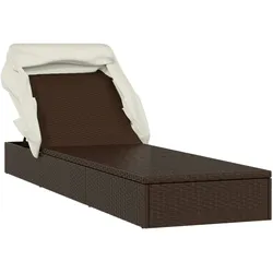 vidaXL Sonnenliege mit Faltdach Braun 213x63x97 cm Poly Rattan