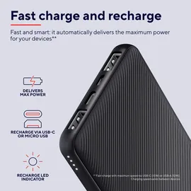 Trust Mobile Primo Dünne Powerbank Schnellladefunktion 10000 mAh, Nachhaltig, USB C Externer Akku, Tragbares Ladegerät 3A, Power Bank Handy, Smartphone, iPhone, iPad, Samsung, Xiaomi, Tablet