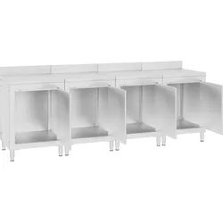 DELUKE® Edelstahl Arbeitsschrank mit Aufkantung LEDO 240x60x96cm, Mit Staufach, Edelstahl Gastro-Arbeitstisch Arbeitsfläche Gastro-Küchenschrank