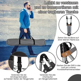 Costway Hängematte mit Gestell, und Tragetasche, Hängemattengestell bis 150kg - Schwarz