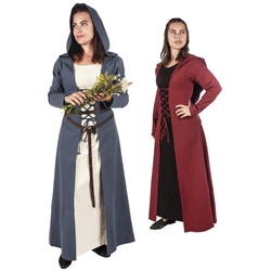 Metamorph Kostüm Kleid mit Kapuze – Hestia, Stilvoll gewandet fürs Larp und Mittelalter! rot|schwarz