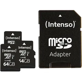 Intenso Premium 3er Pack (3 x 64 GB) microSDXC-Karte 64 GB Class 10 UHS-I inkl. SD-Adapter,