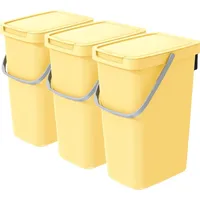 Vidaathome.de Q-SYSTEMA Abfalleimer-Set 3 x 12 Liter – Gelb