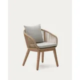 Natur24 Esszimmerstuhl Stuhl aus Seil in Beige und Beinen massives Akazienholz 2er Set grau