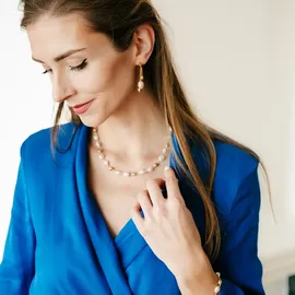 Julie Julsen Collierkettchen 925 Sterling Silber vergoldet Süßwasserperlen weiß