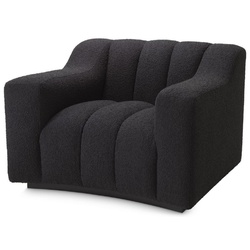 Casa Padrino Luxus Sessel Schwarz 107 x 96 x H. 78,5 cm - Leicht gebogener Wohnzimmer Sessel - Hotel Sessel - Luxus Qualität