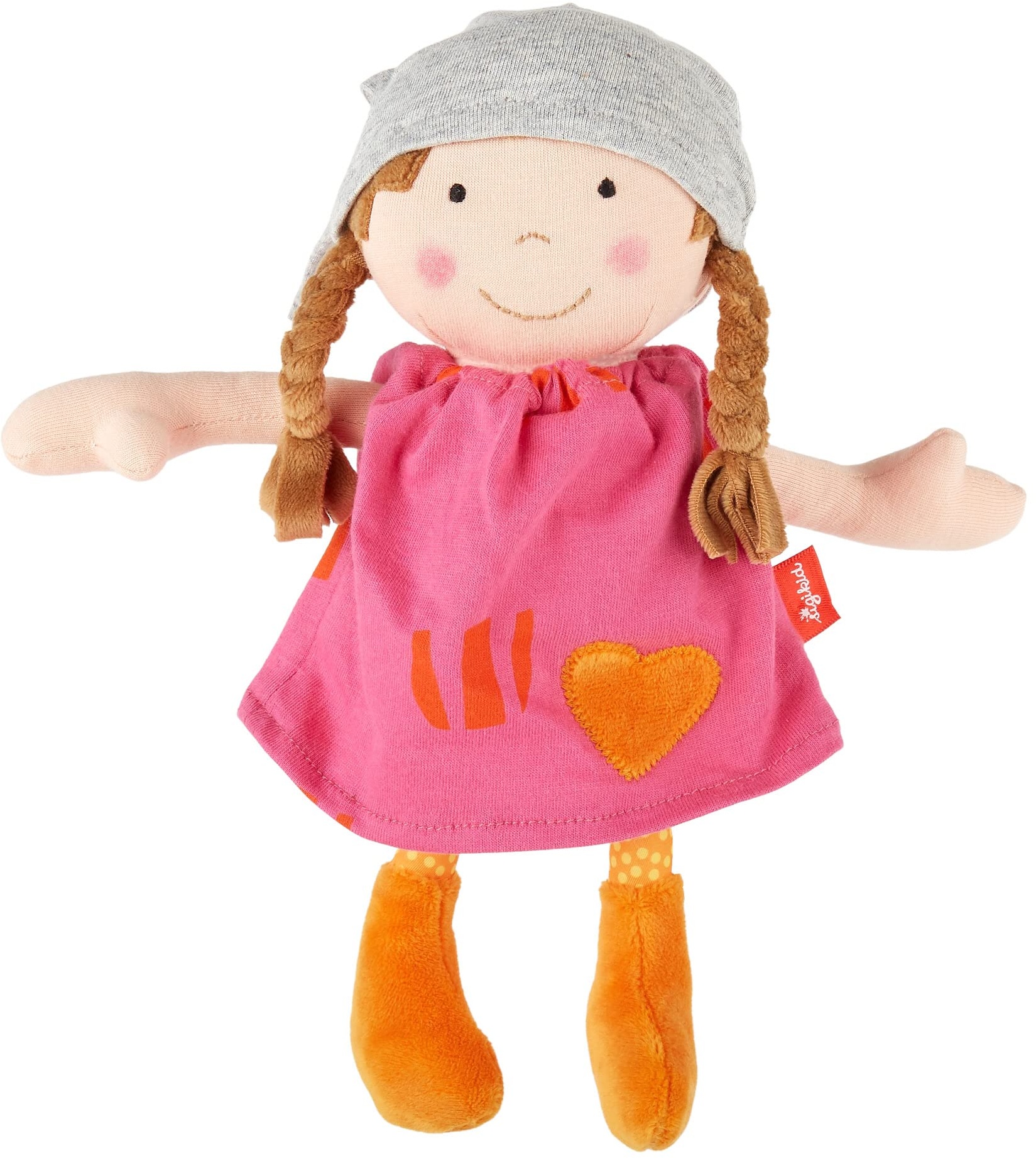 SIGIKID 39409 Puppe klein Softdolls Mädchen Babyspielzeug empfohlen ab 6 Monaten pink, STK