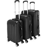 LEADZM Kofferset 3 Teilig Hartschale Reisekoffer mit 4 Rollen und TSA Zahlenschloss, Handgepäck Koffer, ABS-Trolley-Koffer (Schwarz)